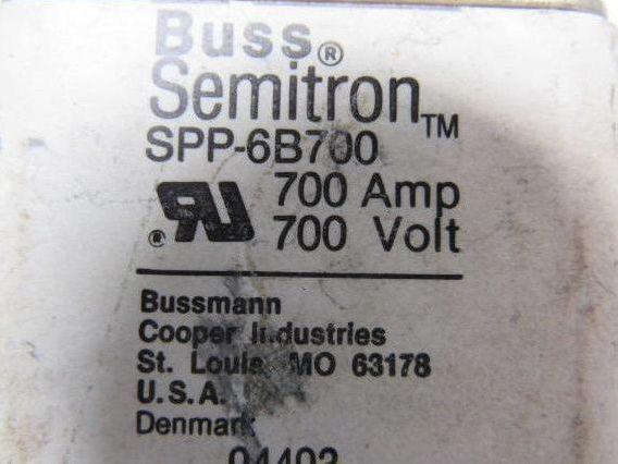 Buss Bussman SPP-6B700 700V 700A Semitron Square Body High Speed Fuse