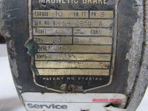 Reuland Electric Co. A Magnetic Brake Unit 465V 3PH Torque 10 ft. lbs. 1" Shaft