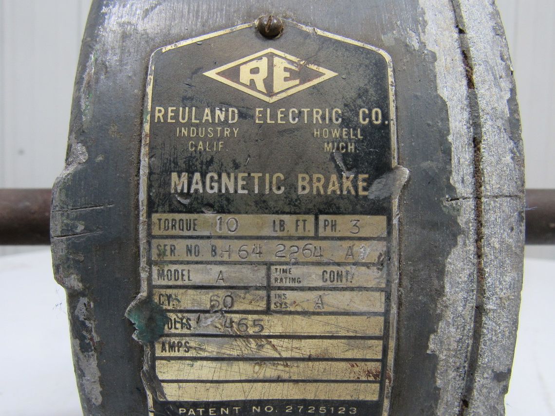 Reuland Electric Co. A Magnetic Brake Unit 465V 3PH Torque 10 ft. lbs. 1" Shaft