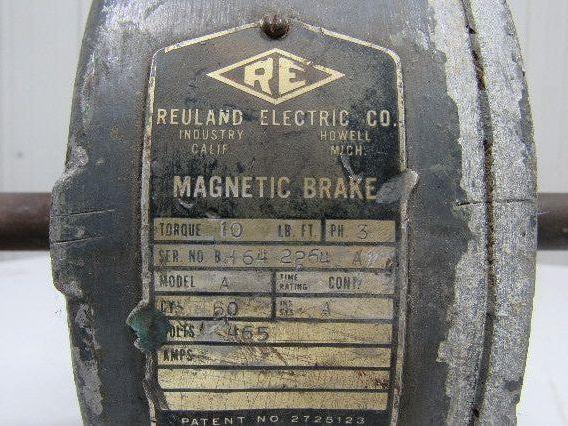 Reuland Electric Co. A Magnetic Brake Unit 465V 3PH Torque 10 ft. lbs. 1" Shaft