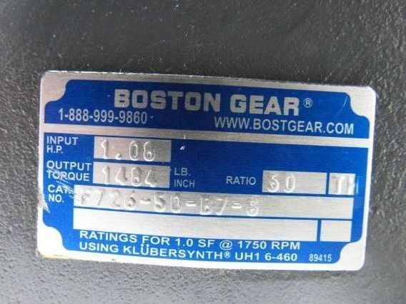 Boston Gear F26-50-B7-G Worm Gear Speed Reducer 50:1 56C Quill In/ 1-1/8" Out