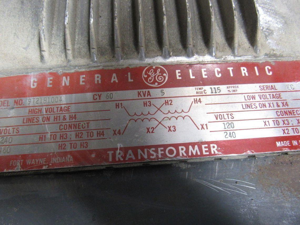 General Electric 9T21B1004 G2 5 kVA Transformer Pri 240/480V Sec 120/240