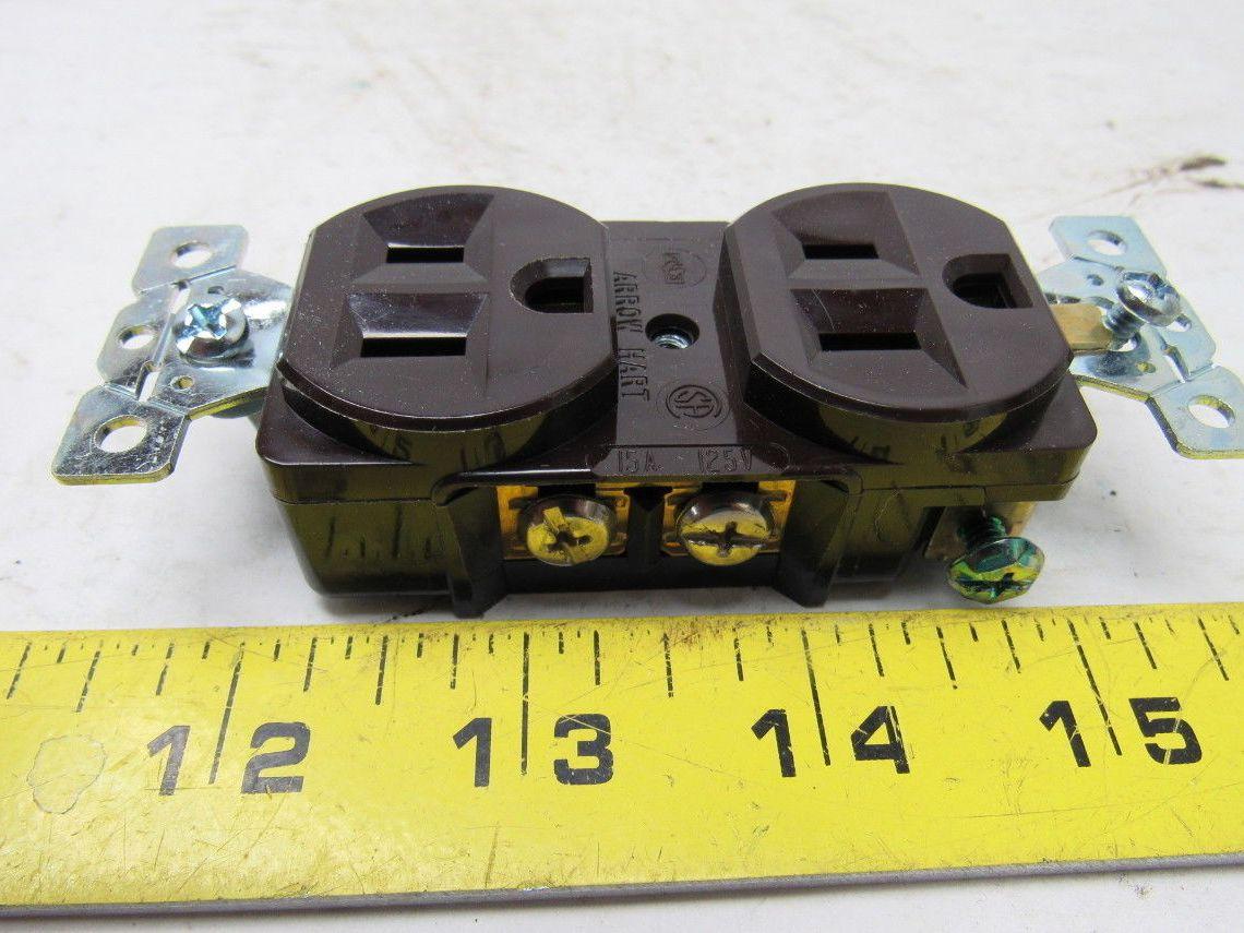 Arrow Hart 5252 Duplex Receptacle Brown w/ Horizontal Weatherproof Cover