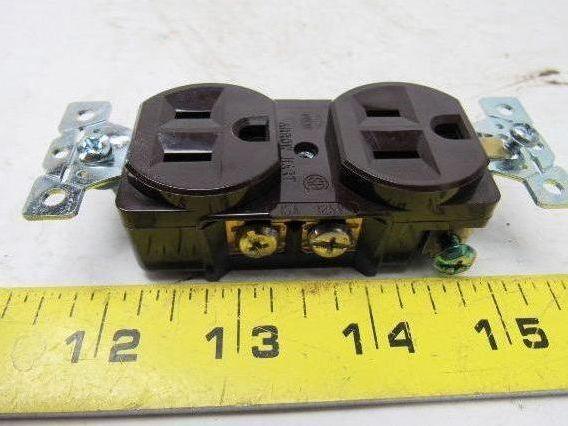 Arrow Hart 5252 Duplex Receptacle Brown w/ Horizontal Weatherproof Cover