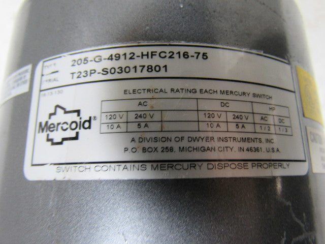 Mercoid 205-G-4912-HFC216-75 Side Mounted-Chamber Type Level Control W/Heat Fins