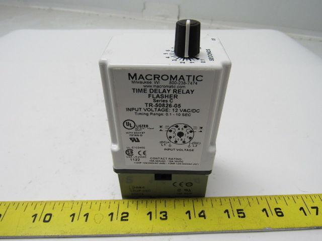 Macromatic Tr-50826-05 Series C Time Delay Flasher 12v AC/DC Range 0.1-10 Sec.