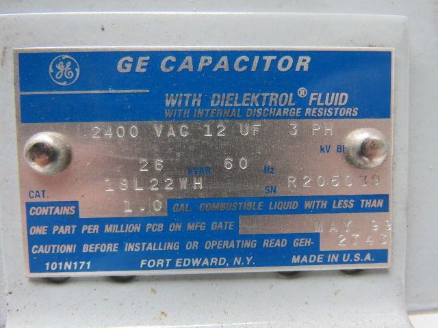 General Electric 18L22WH 2400 VAC 12UF 3PH surge capacitor