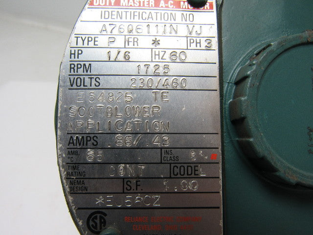 Reliance Electric A760611IN VJ E54825 .6 HP 3PH 230/460V 1725 RPM Electric Motor