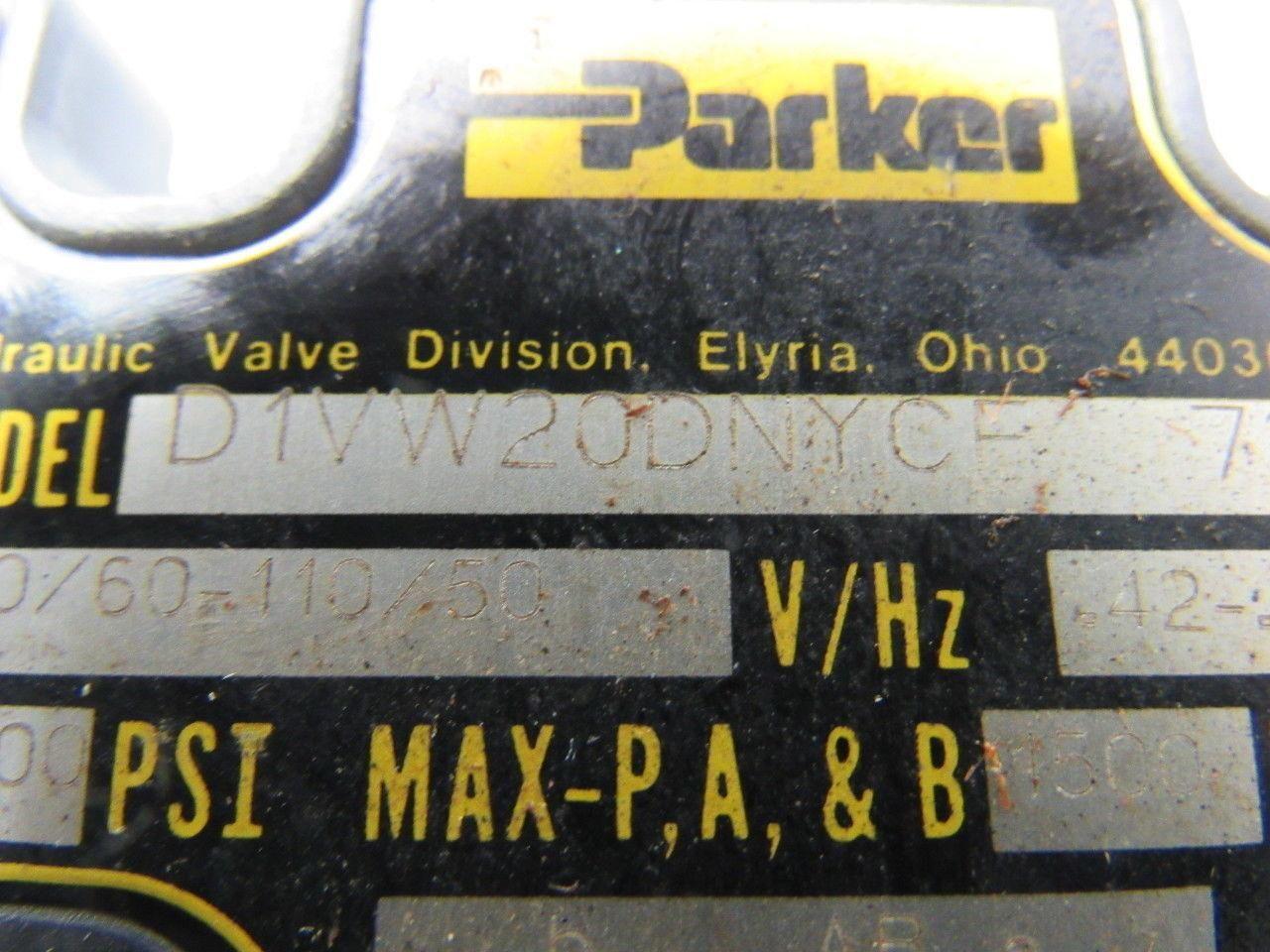 Parker Complete Mod D31VW20D4NYCF Pilot Valve Mod D1VW20DNYCF Hydraulic Valve