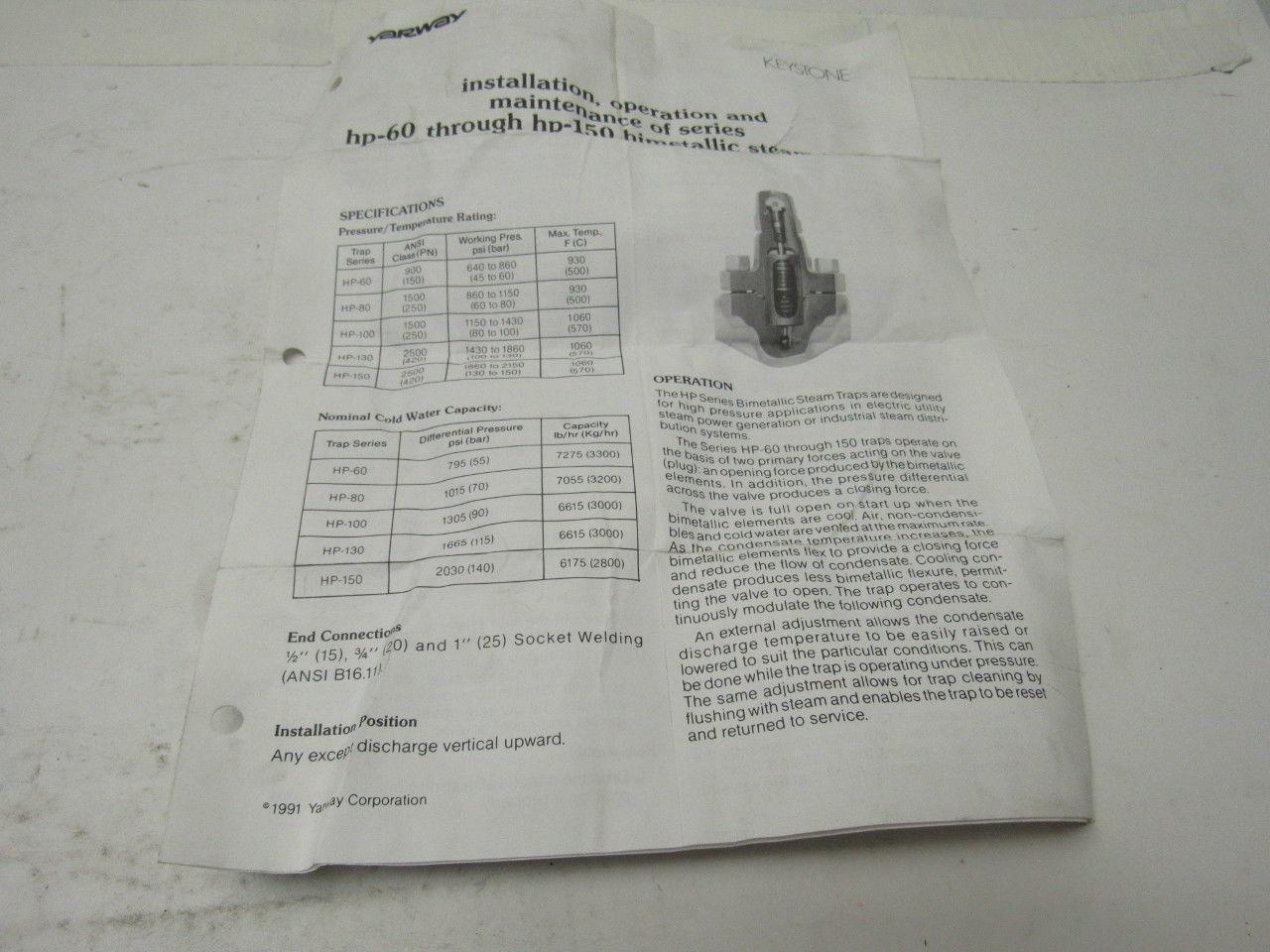 Yarway Hp-60/Hp-150 Bimetallic Steam Trap Rebuild kit