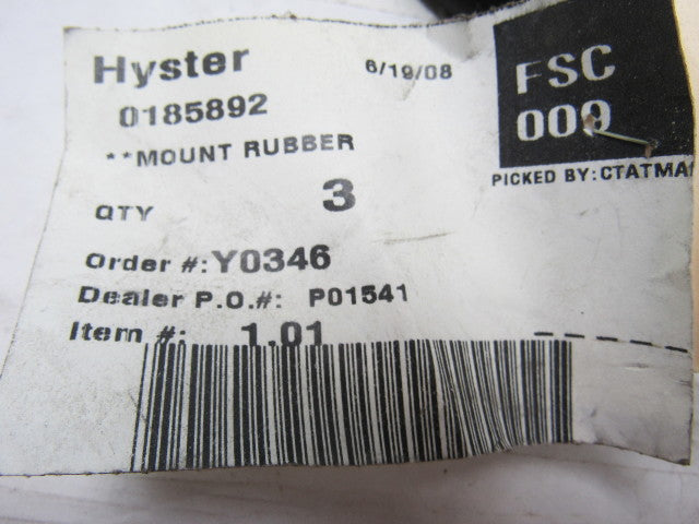 Hyster 185892 Replacement Rubber Mount for Forklift