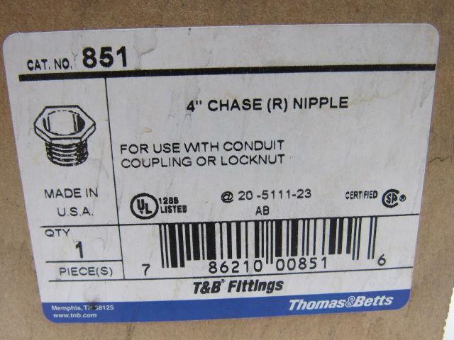 Thomas Betts 851 4" Chase Nipple Malleable Iron, Use With Rigid/IMC Conduit