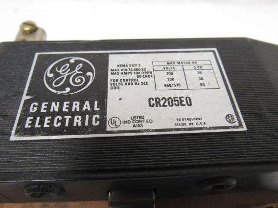 General Electric CR205E0 Size 3 Motor Starter 600V 100A, 120V Coil