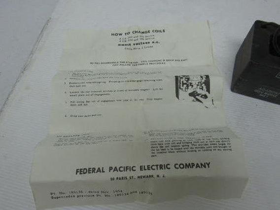 FPE Federal Pacific ACA301U Replacement Coil 110V 60Hz MCI