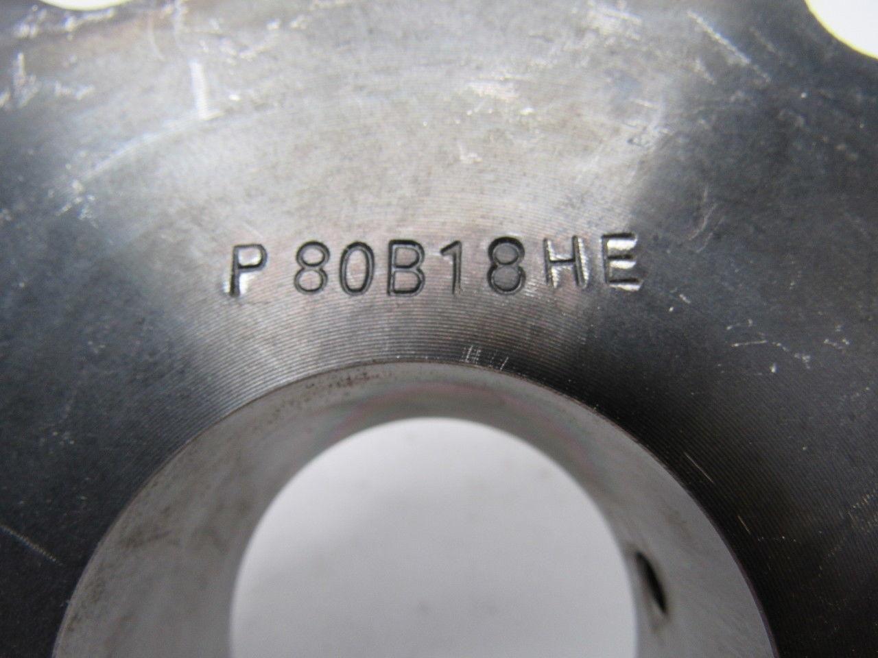 P80B18HE 18 Tooth Sprocket #80 1.968" Bore W/2 Set Screws 1/2" X 1/4" Keyway