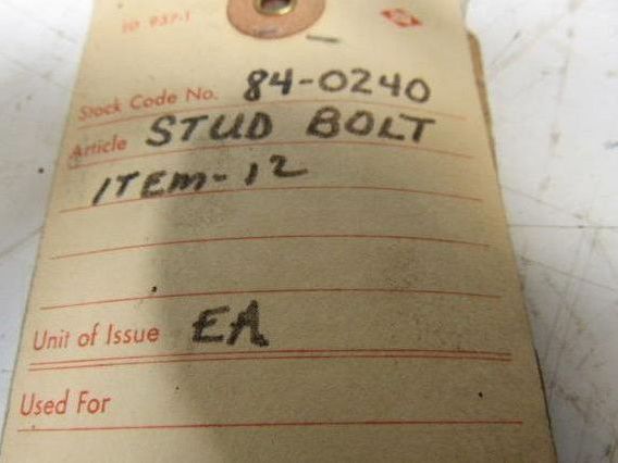 TE8733373 H.P. Turbine Outer Casing Stud Bolt 3-3/8"- 8 TPI X 41-1/2" O.A.L.