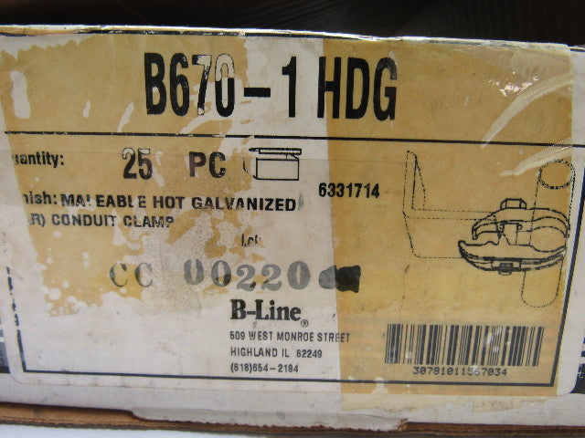 B-Line B670-1 HDG 1" Galvanized Conduit Clamp Lot of 23