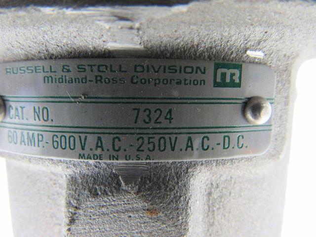 Russell & Stoll 7324 60 Amp Plug Pin & Sleeve Receptacle Parts Housing & Plug