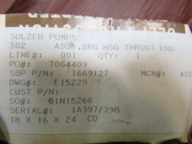 Sulzer Pumps 1669127 Thrust End Bearing Housing Replacement/Repair Part