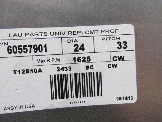 LAU IND. 6133360001 24" Dia.-33 Pitch-CW 3 Blade Replacement Propeller 1/2" bore