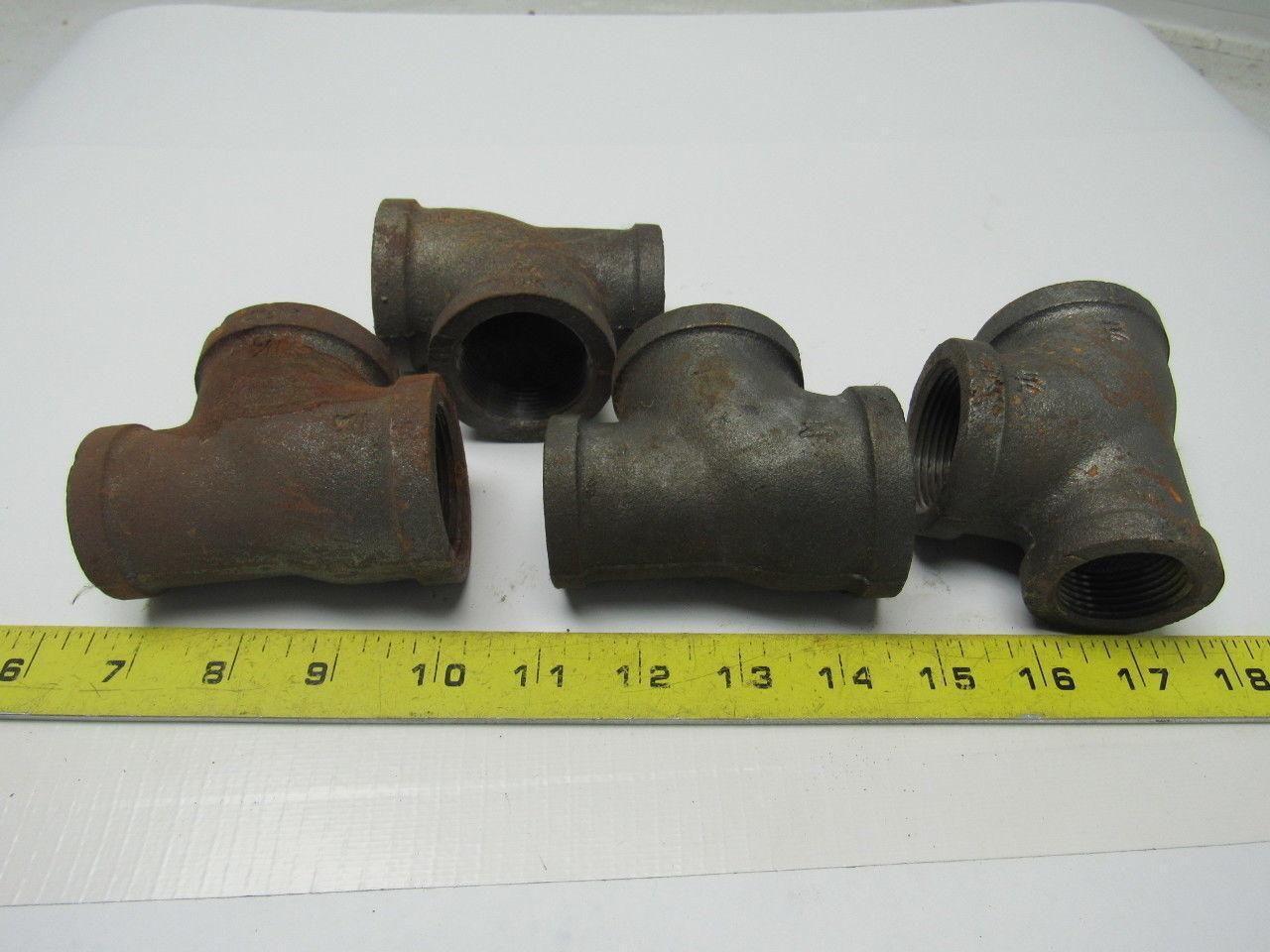 Anvil International 1-1/4" X 1-1/4"X 1" Reducing Tee Black Pipe Lot OF 4