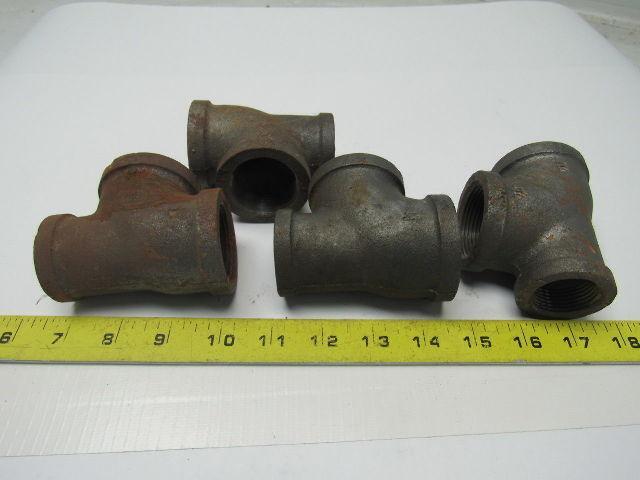 Anvil International 1-1/4" X 1-1/4"X 1" Reducing Tee Black Pipe Lot OF 4