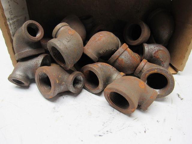 JP Ward 1" To 1/2" Reducing 90 Degree Black Pipe Elbow Lot Of 19