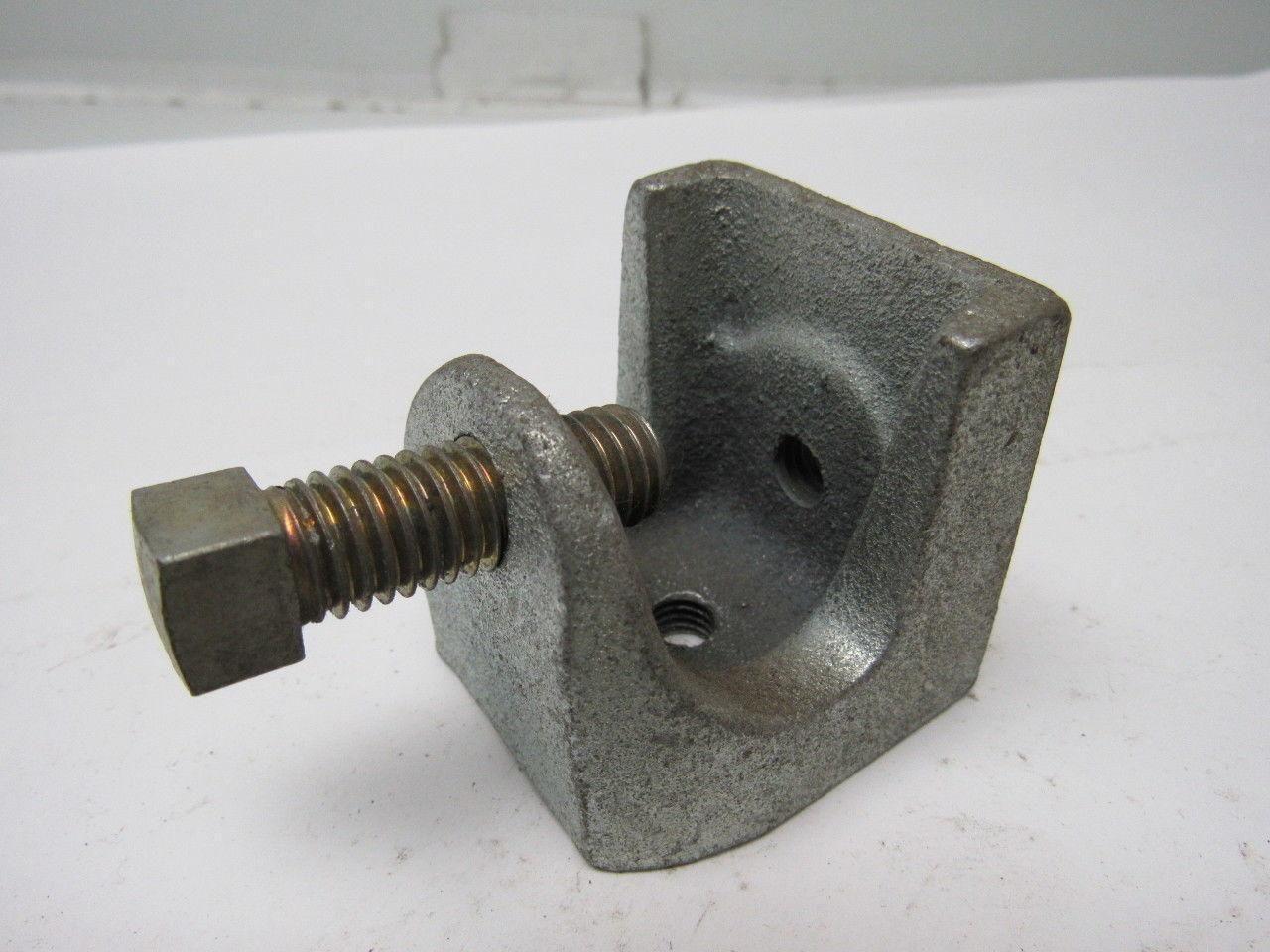 2 Hole 3/8"-16 Beam Clamp 7/8" Opening 1/2"-13 Clamp Bolt Lot Of 4