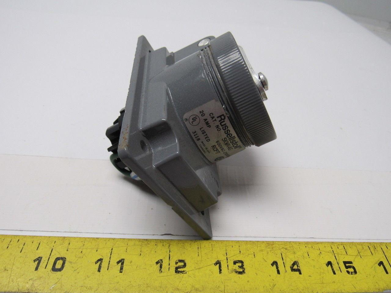 SKWR4G Russellstoll 20 Amp 600V Female Electric Receptacle 4 Wire 3 Pole