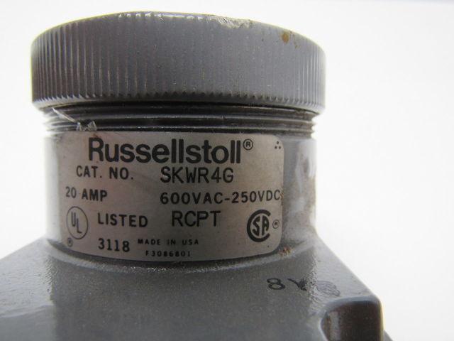 SKWR4G Russellstoll 20 Amp 600V Female Electric Receptacle 4 Wire 3 Pole
