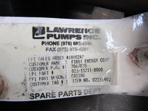 Lawrence Pumps 023-15211-B000 6" OD Pump Casing 2-1/8" Bore 1"Flanged Outlet