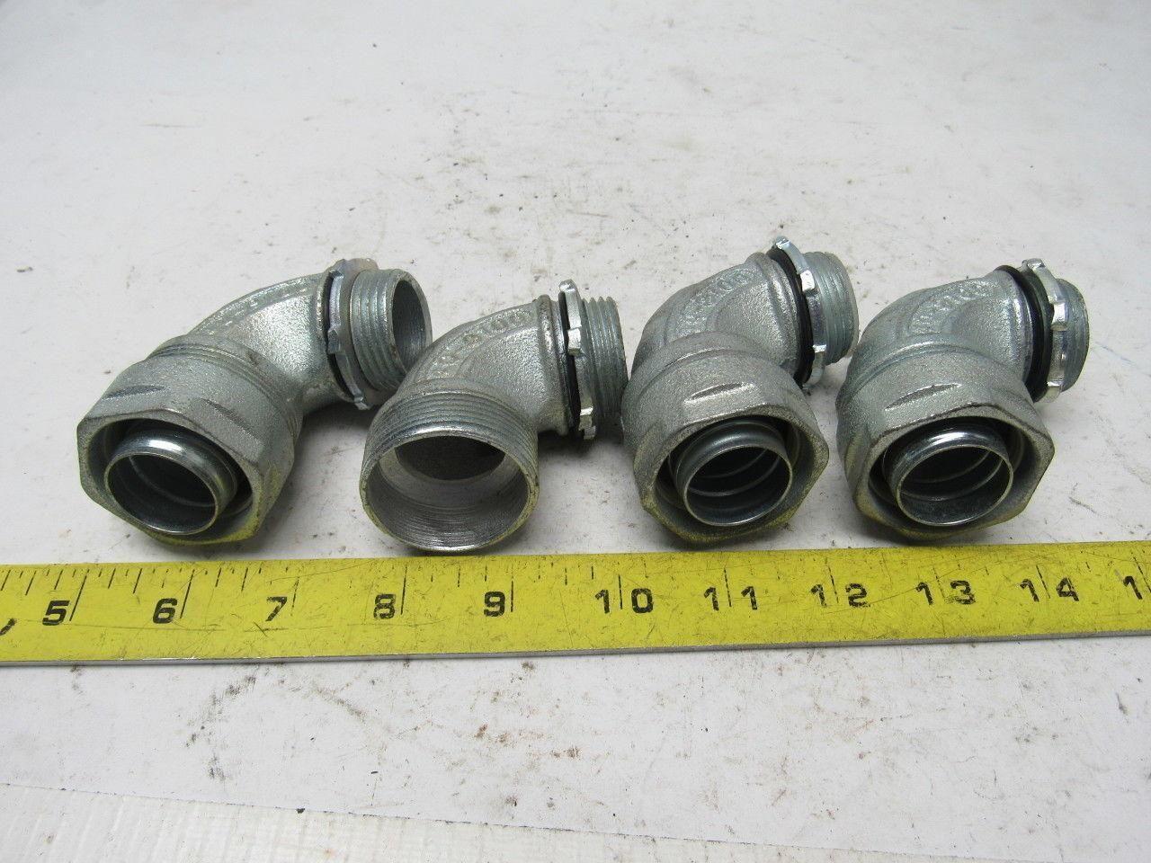 O-Z Gedney 4Q-9100 1" Malleable Iron 90 Degree Liquidtight Connector Lot Of 4