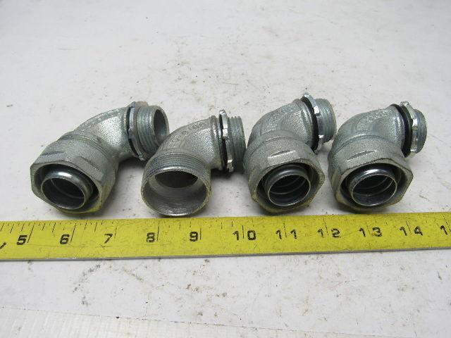 O-Z Gedney 4Q-9100 1" Malleable Iron 90 Degree Liquidtight Connector Lot Of 4