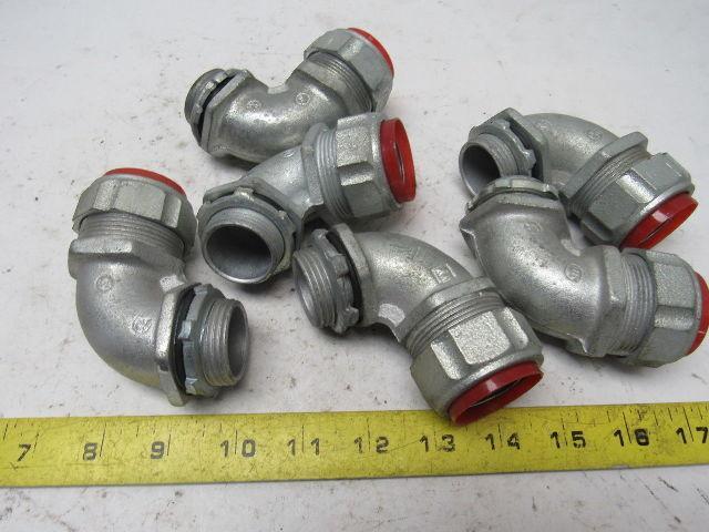 1" Malleable Iron 90 Degree Liquidtight Connector Lot Of 6