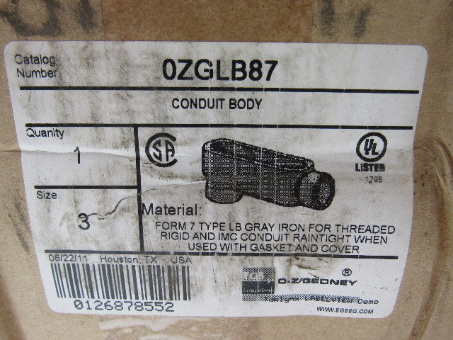 OZ GEDNEY LB87 3" Form 7 Conduit Body