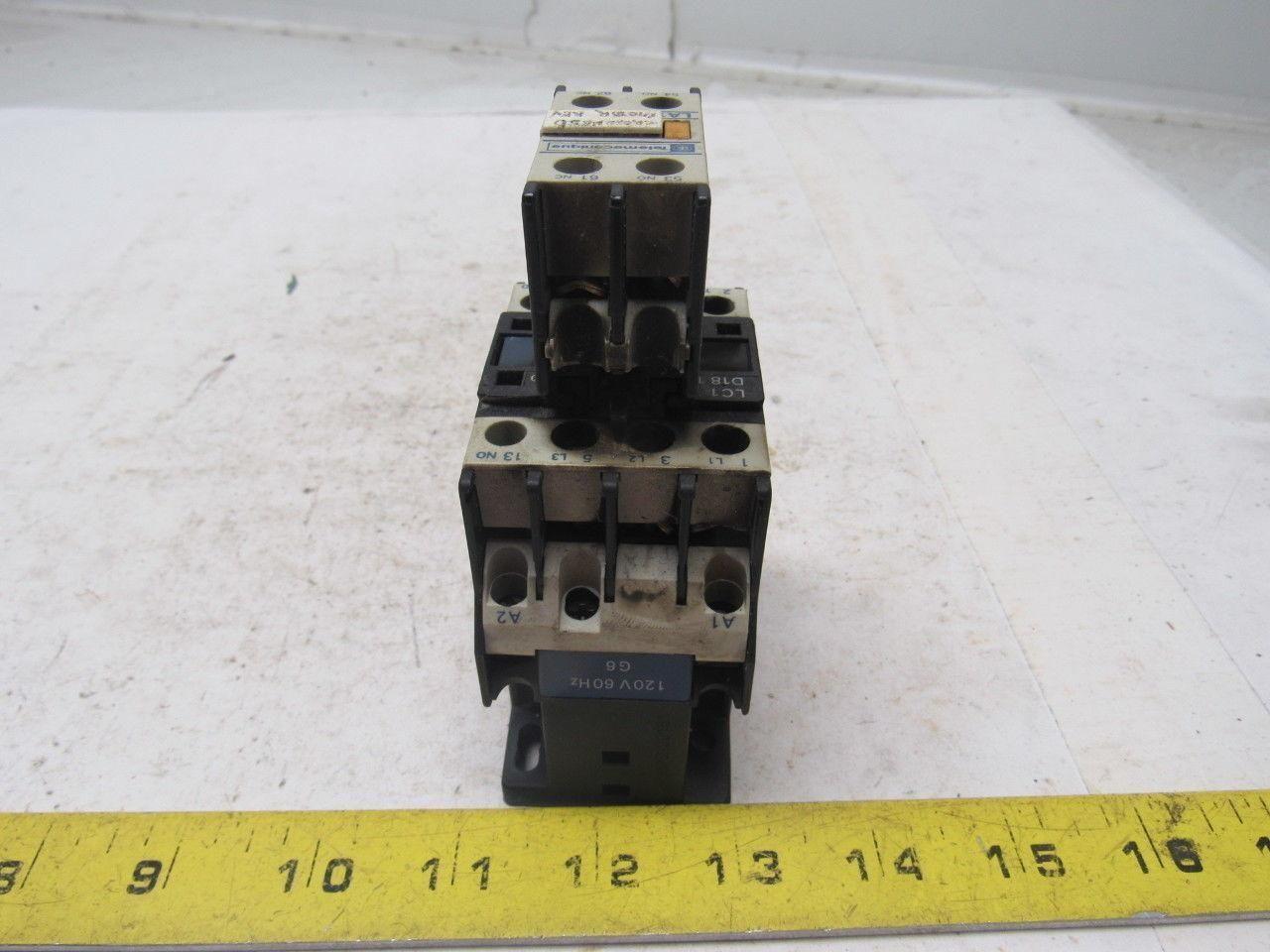 Telemecanique LC1D1810 4 Pole Contactor 230V W/LA1DN11 Auxiliary Contact Block