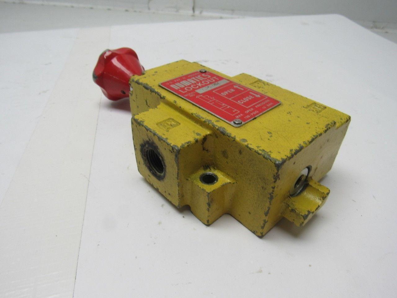 Numatics VL30N03Y Manual Lockout Valve 3/8" NPTF In/Out & Exhaust