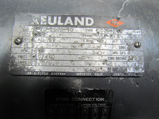 REULAND 2581 Vickers 2884865 5Hp 220/440V 1800Rpm Motor W/Vane Pump