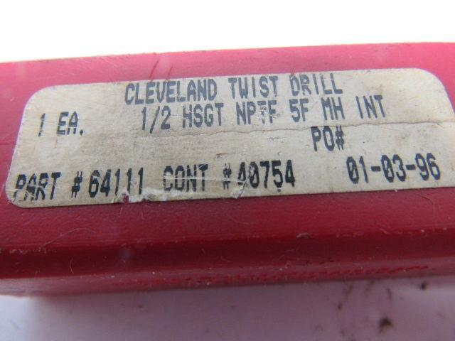Cleveland 64111 1/2-14 HSGT NPTF 5F MH INT Straight 4 Flute Bottoming Tap