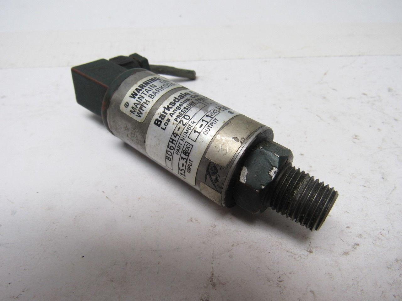 Barksdale Controls 806H4-20 Pressure Transducer 15-36 VDC Input 1-11 VDC Output