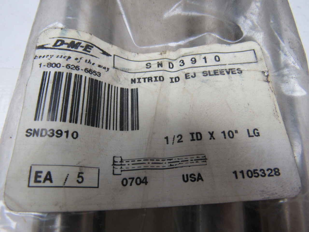 DME SND3910 Plastic Injection Mold Ejector Sleeve 1/2" ID X 10"