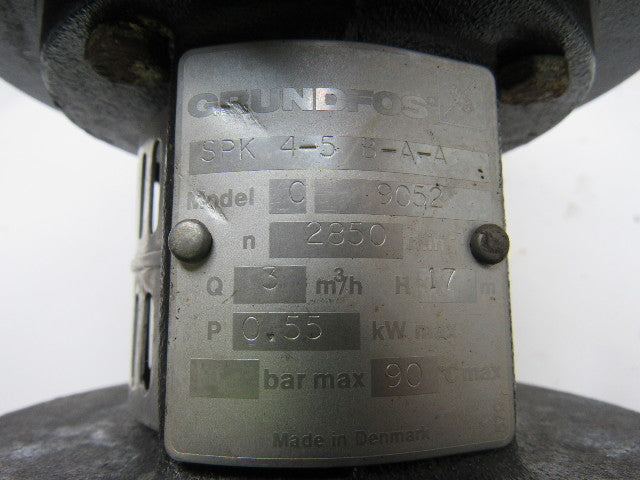 Grundfos SPK 4-5 B-A-A C9052 0.55 KW Max 2850 RPM Multistage Centrifugal Pump