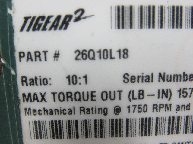 Dodge Tigear 2 26Q10L18 10:1 Ratio 1750RPM 4.83Hp Input 175RPM LH Output Gearbox