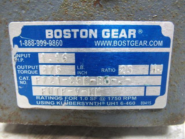 Boston Gear F721-25K-B5-J Right Angle Gearbox 25:1 Ratio W/Weg 1/2HP Motor