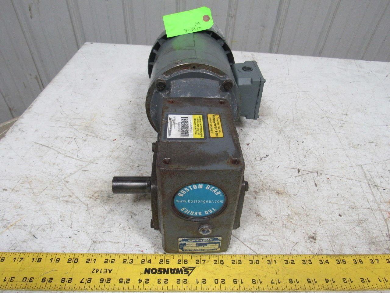 Boston Gear F721-25K-B5-J Right Angle Gearbox 25:1 Ratio W/Weg 1/2HP Motor