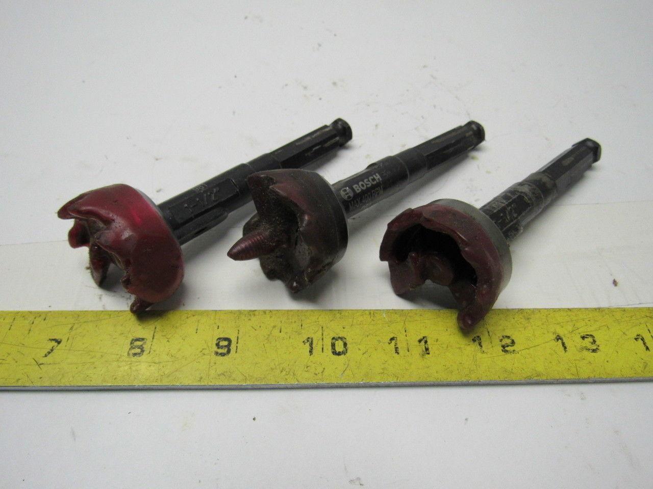 Bosch 981 Self-feed Wood Boring Bit 1-1/2" Dia. 7/16" Hex Shank Lot of 3
