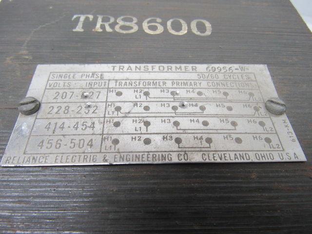 Reliance Electric 69956-W Single Phase Transformer 207/504V TR8600