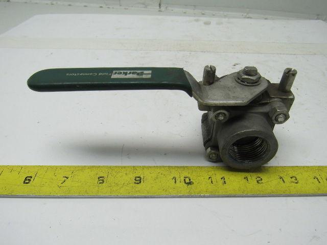 Parker 12F-SB12L-T-SS 3/4" Stainless Steel 2 Way Ball Valve PTFE Seat