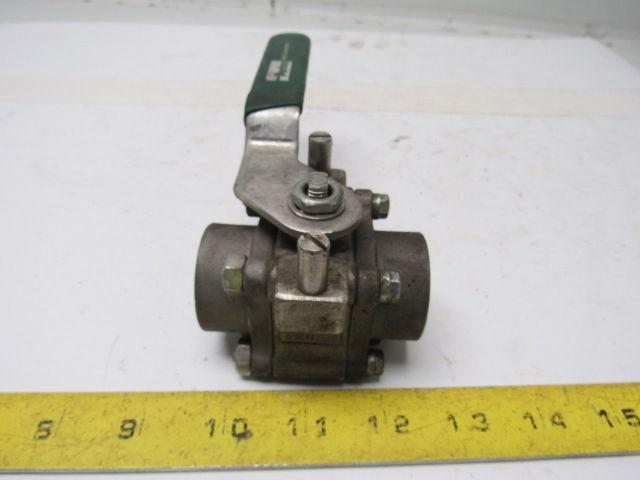 Parker 12F-SB12L-T-SS 3/4" Stainless Steel 2 Way Ball Valve PTFE Seat
