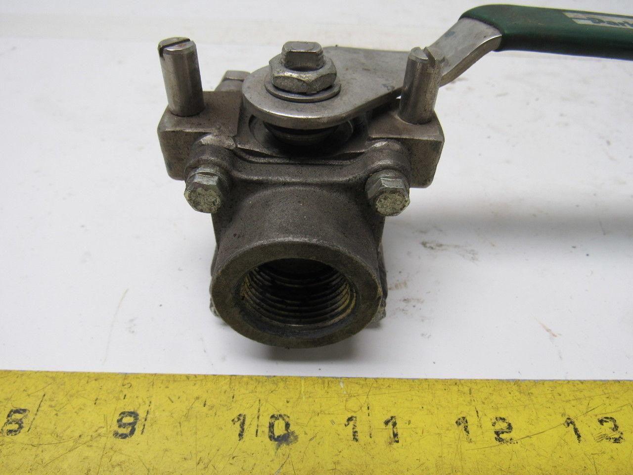 Parker 12F-SB12L-T-SS 3/4" Stainless Steel 2 Way Ball Valve PTFE Seat